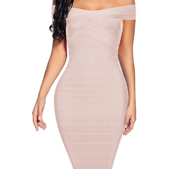 BEIGE Girls Night Out Bandage Dress *NEW* - Picture 3 of 7